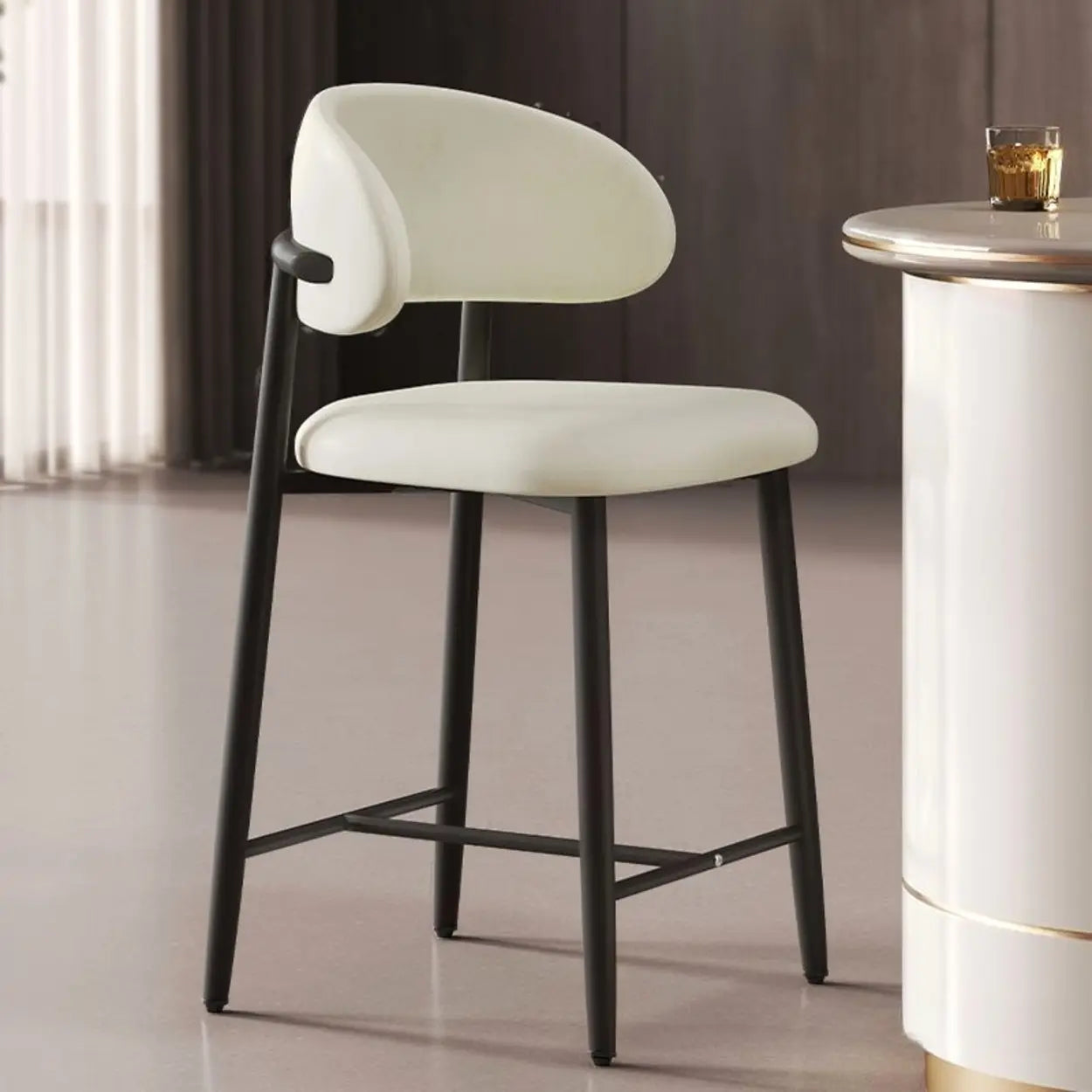 Upholstered Modern Low Back Counter Height Bar Stool Image - 2
