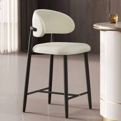 Upholstered Modern Low Back Counter Height Bar Stool Image - 2