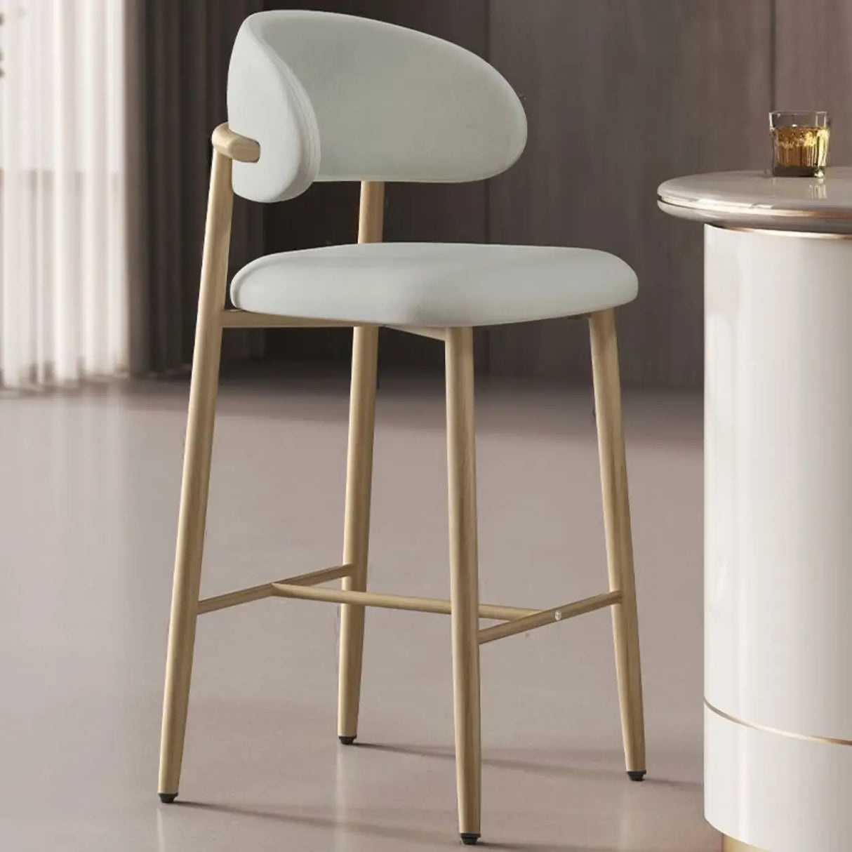 Upholstered Modern Low Back Counter Height Bar Stool Image - 20