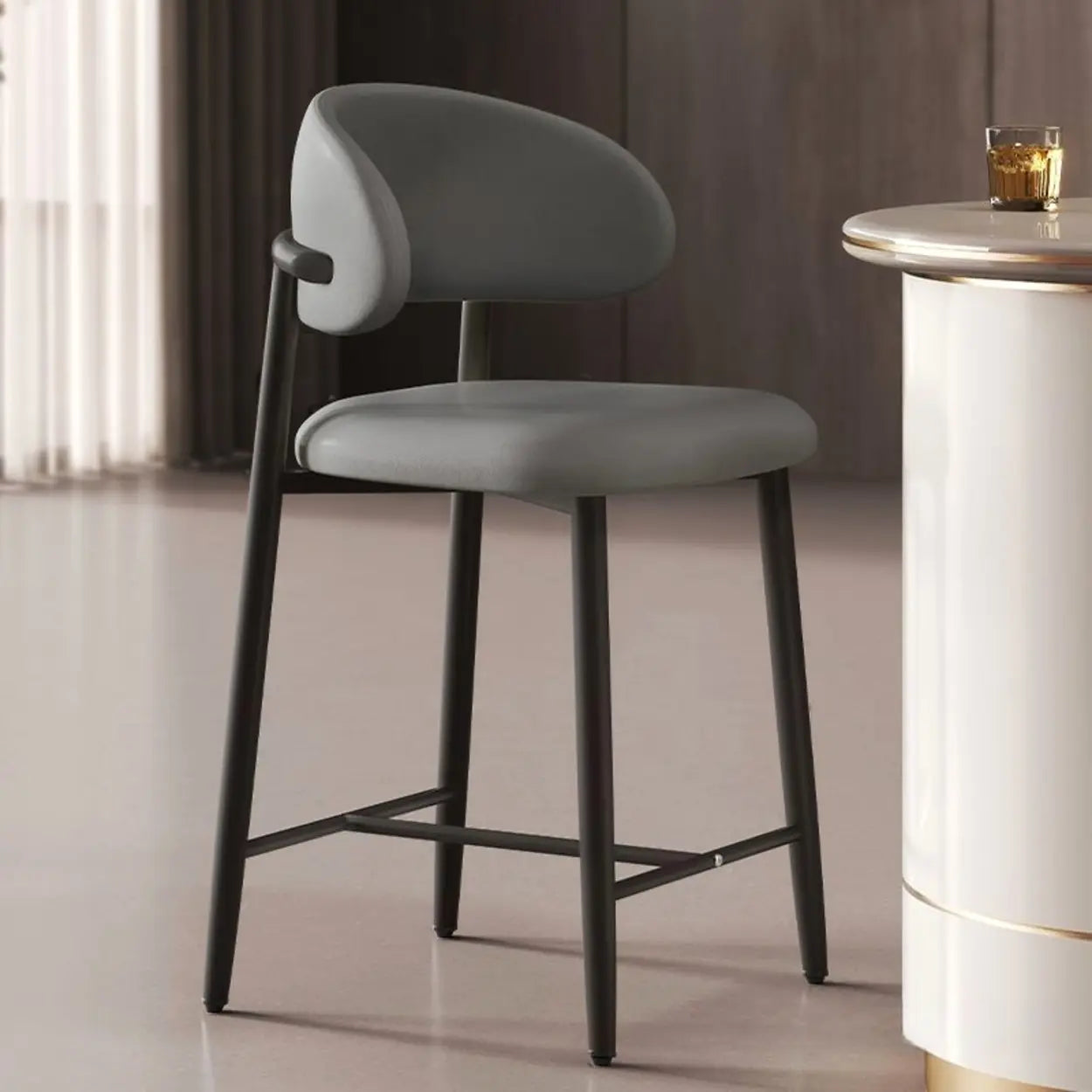 Upholstered Modern Low Back Counter Height Bar Stool Image - 21