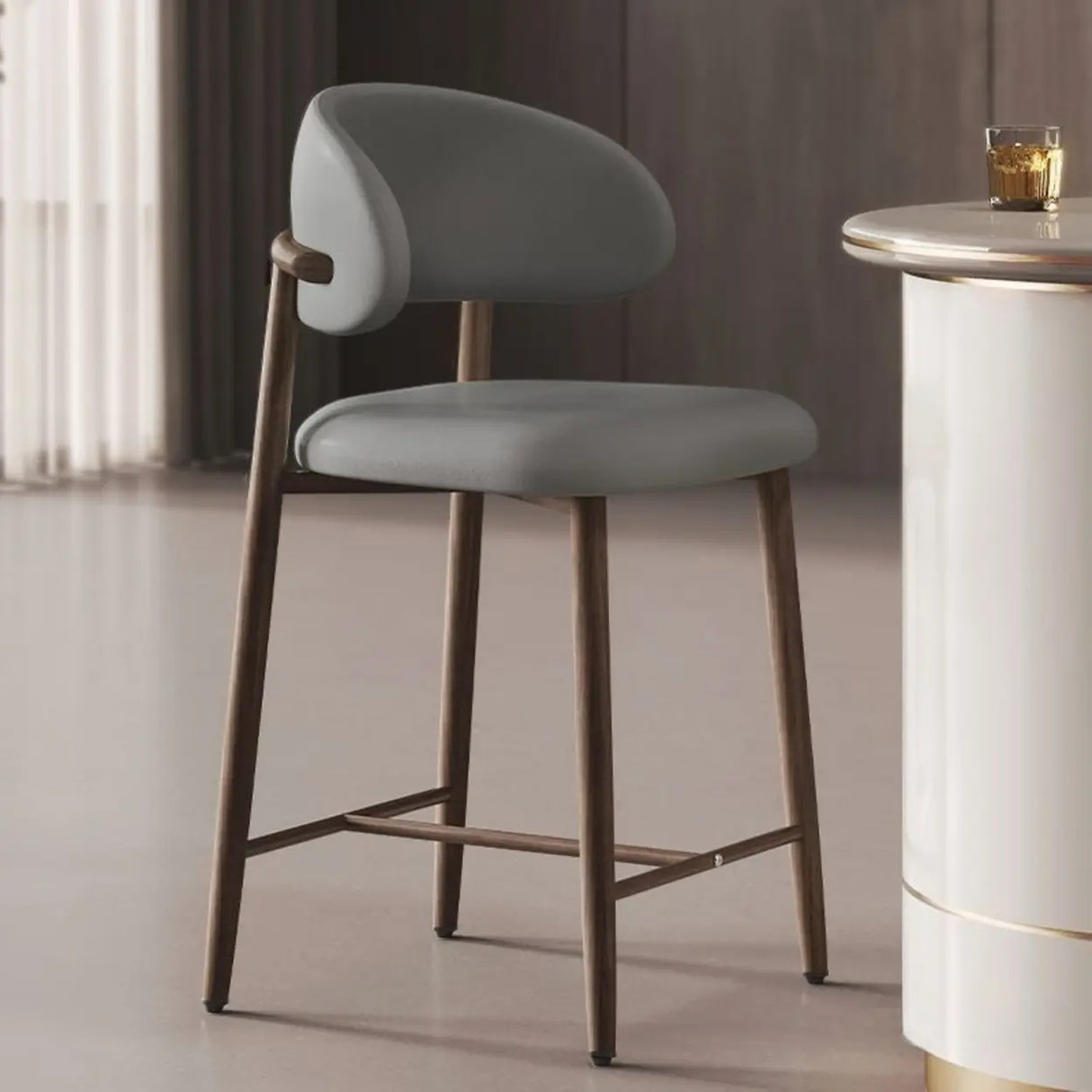 Upholstered Modern Low Back Counter Height Bar Stool Image - 22