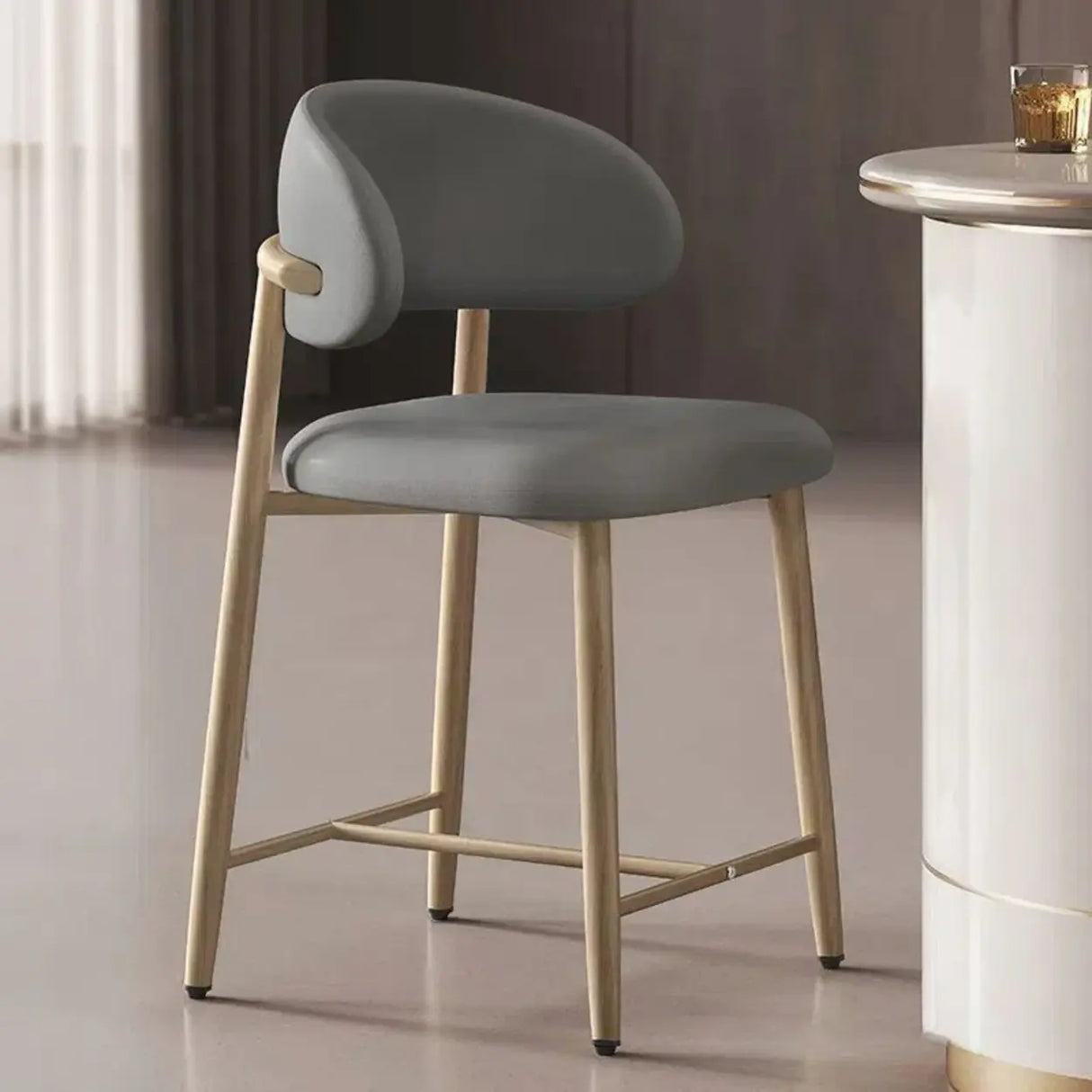 Upholstered Modern Low Back Counter Height Bar Stool Image - 23