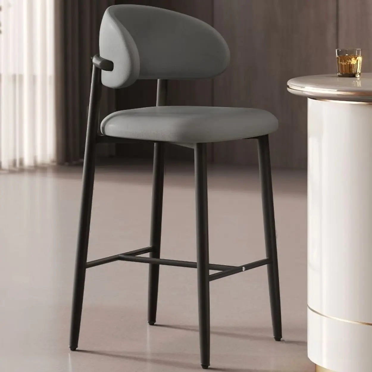 Upholstered Modern Low Back Counter Height Bar Stool Image - 24