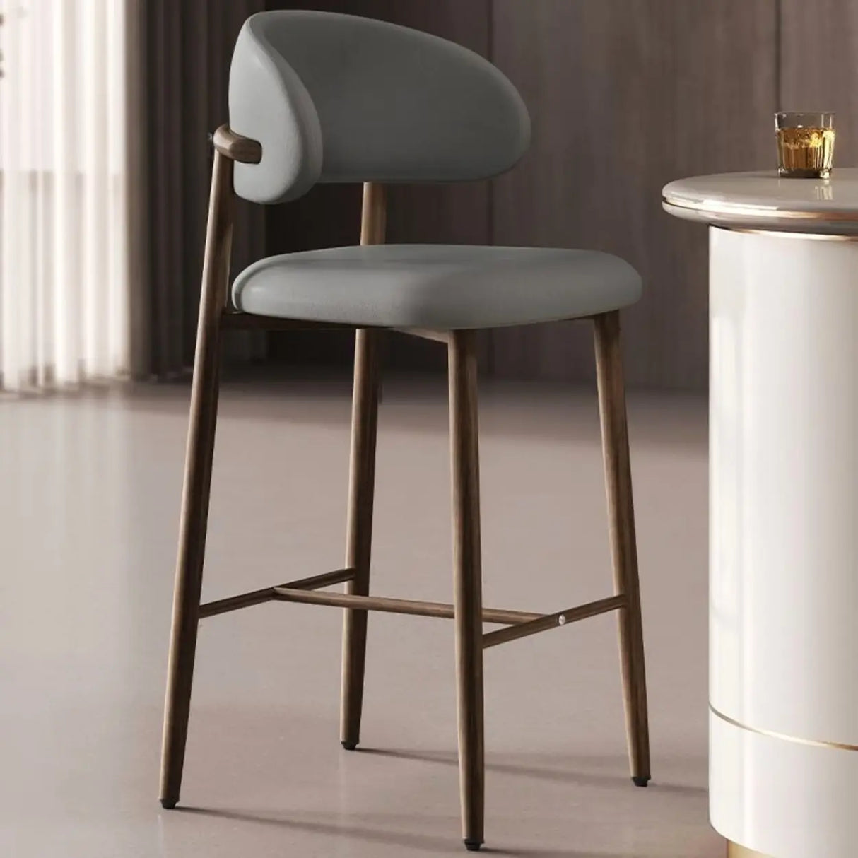 Upholstered Modern Low Back Counter Height Bar Stool Image - 25