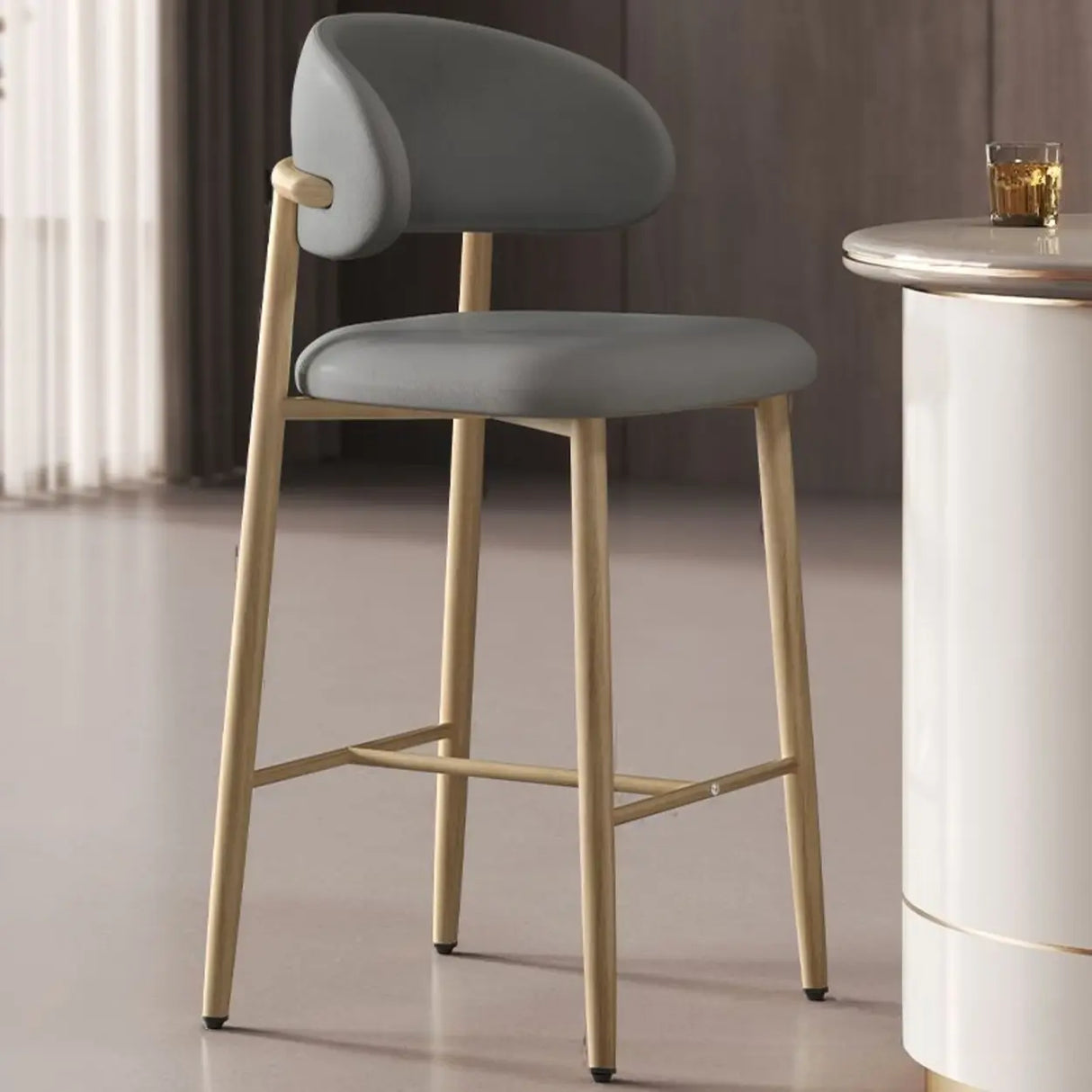 Upholstered Modern Low Back Counter Height Bar Stool Image - 26
