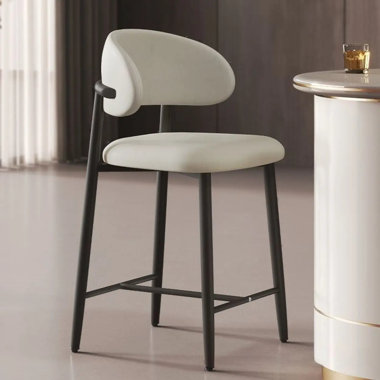 Upholstered Modern Low Back Counter Height Bar Stool Image - 27