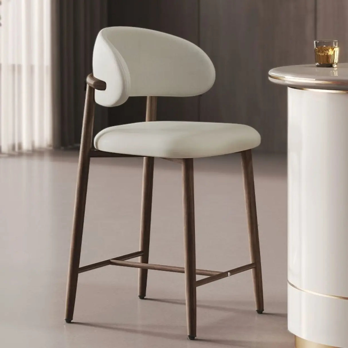 Upholstered Modern Low Back Counter Height Bar Stool Image - 28