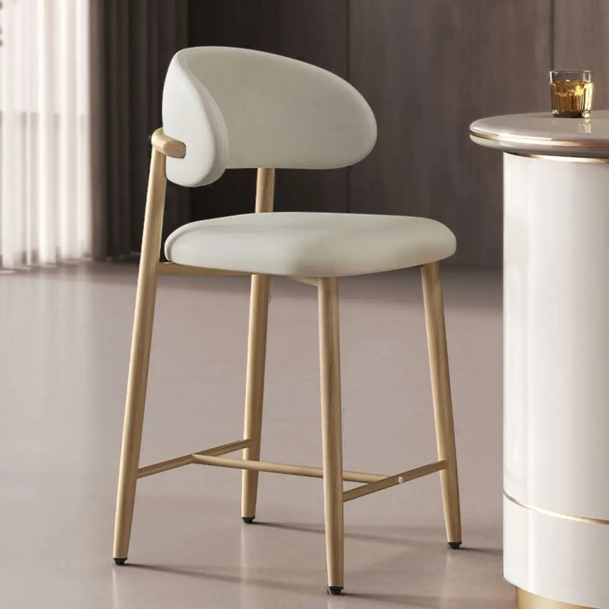 Upholstered Modern Low Back Counter Height Bar Stool Image - 29