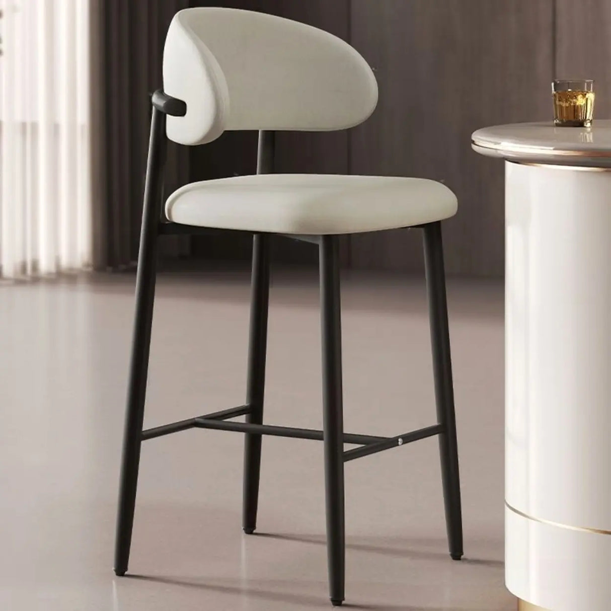 Upholstered Modern Low Back Counter Height Bar Stool Image - 30