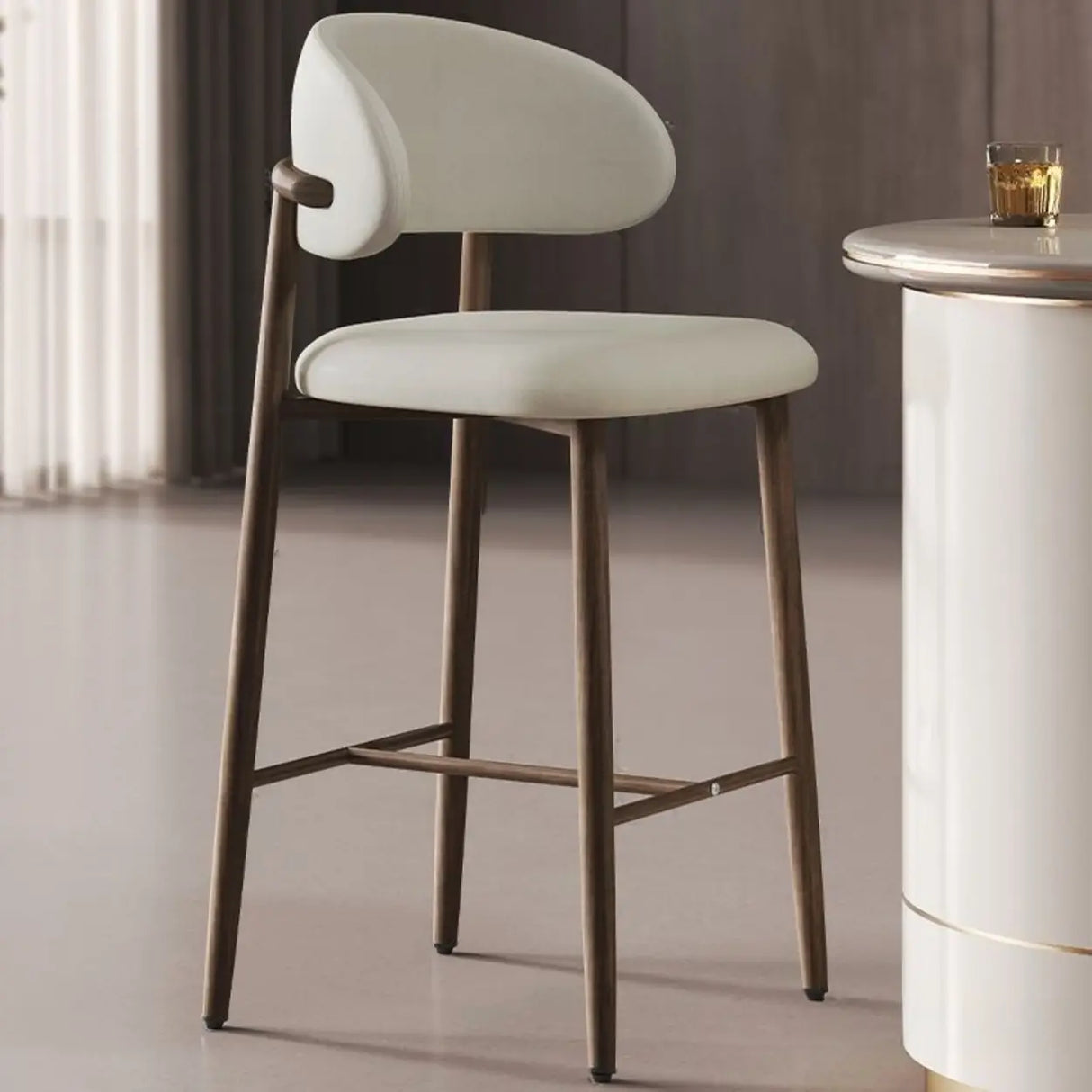 Upholstered Modern Low Back Counter Height Bar Stool Image - 31