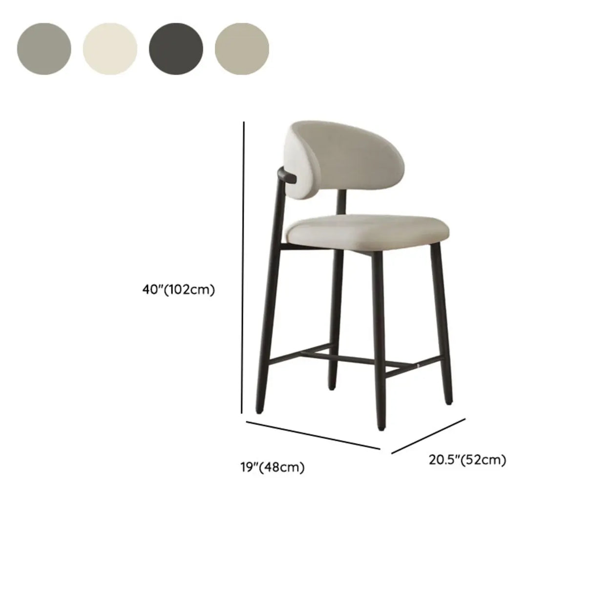 Upholstered Modern Low Back Counter Height Bar Stool