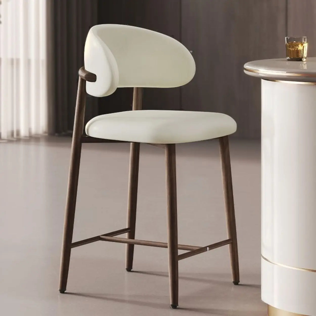 Upholstered Modern Low Back Counter Height Bar Stool Image - 4