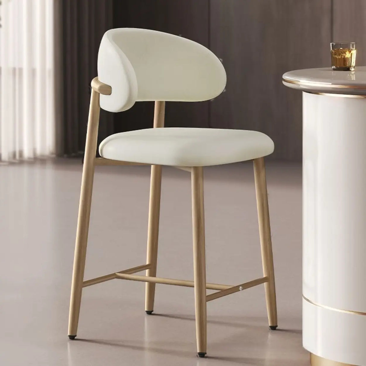 Upholstered Modern Low Back Counter Height Bar Stool Image - 5