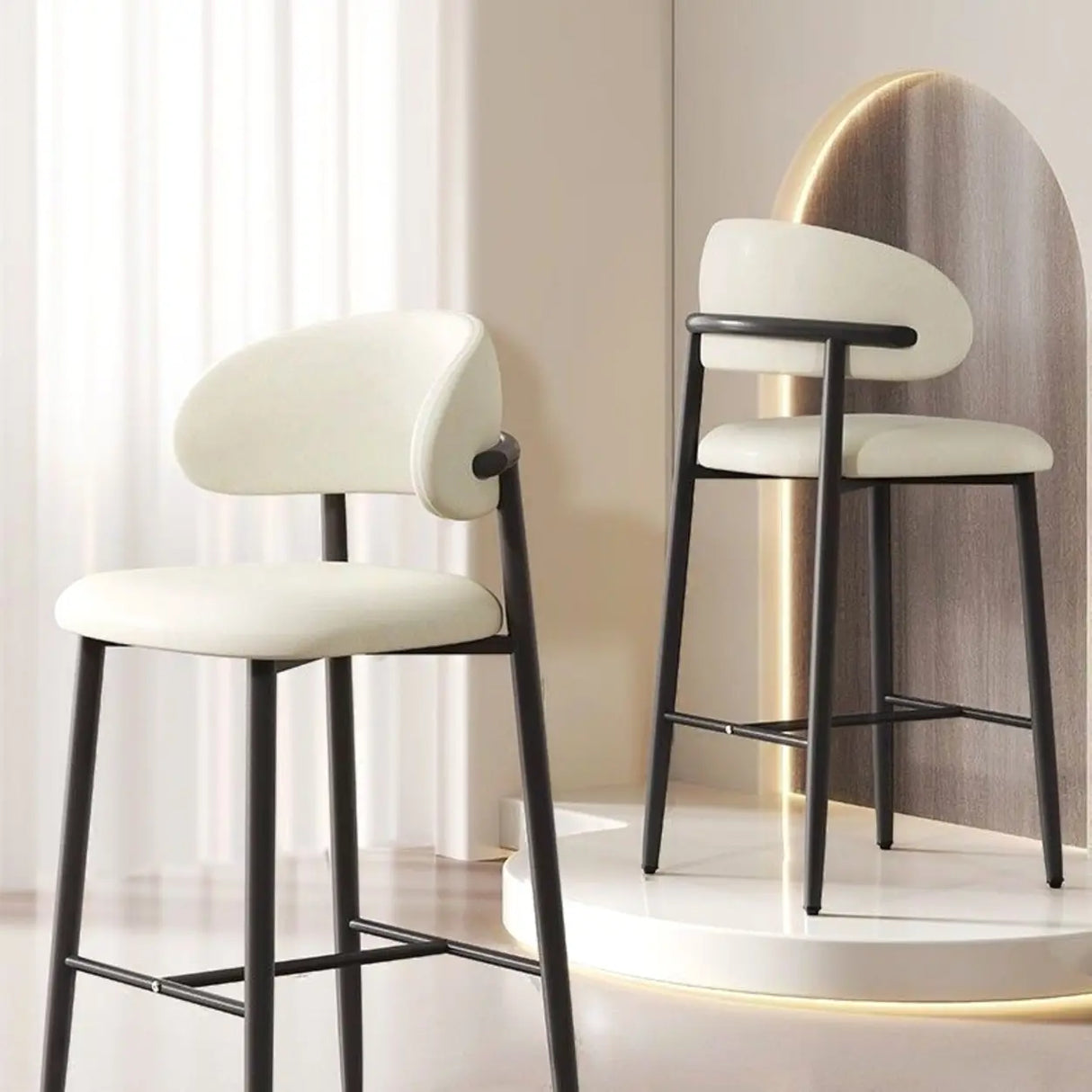 Upholstered Modern Low Back Counter Height Bar Stool Image - 6