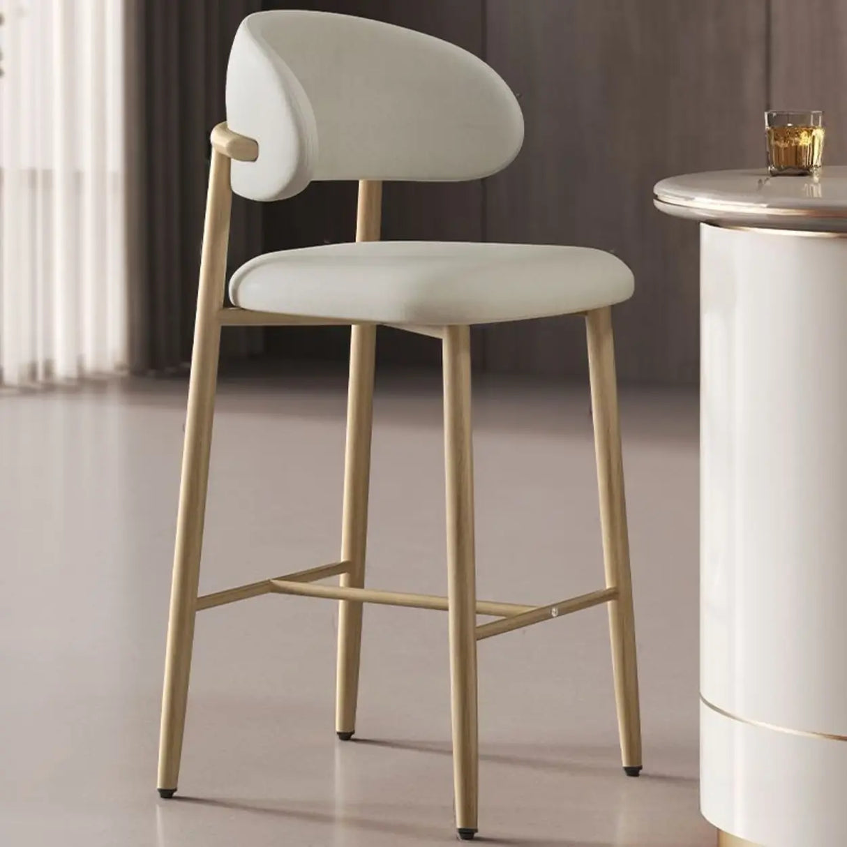 Upholstered Modern Low Back Counter Height Bar Stool Image - 8