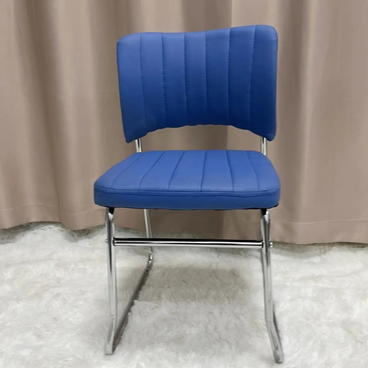 Upholstered Open Low Back Metal Dining Side Chair Image - 10