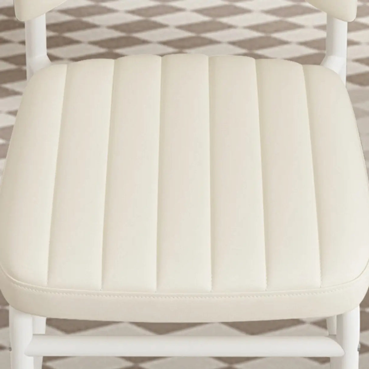 Upholstered Open Low Back Metal Dining Side Chair Image - 12