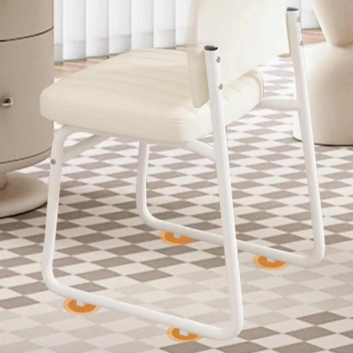 Upholstered Open Low Back Metal Dining Side Chair Image - 15