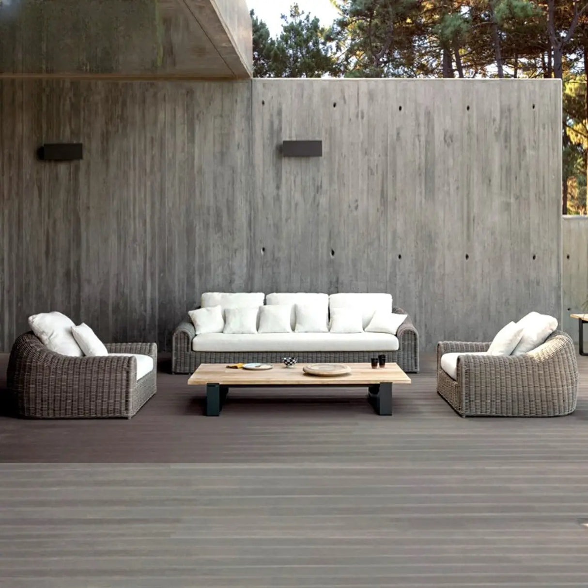 UV Resistant Compact Wicker Cocoa Patio Conversation Sets Image - 11