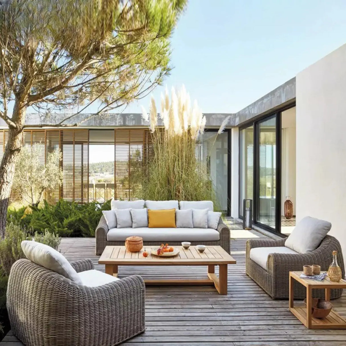 UV Resistant Compact Wicker Cocoa Patio Conversation Sets Image - 13