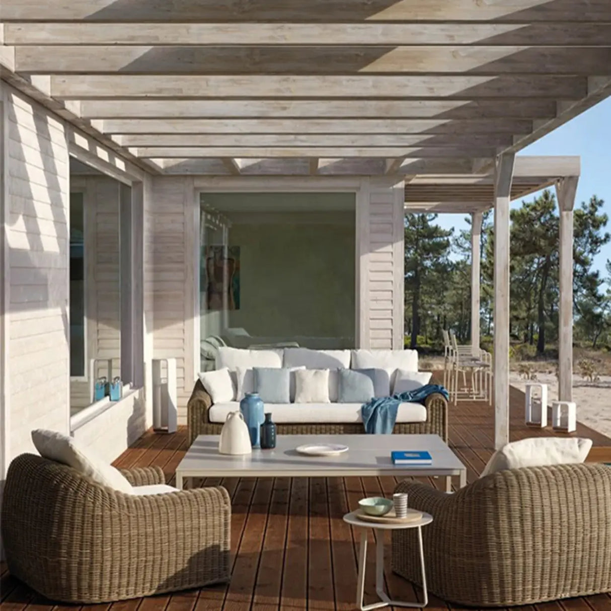 UV Resistant Compact Wicker Cocoa Patio Conversation Sets Image - 1