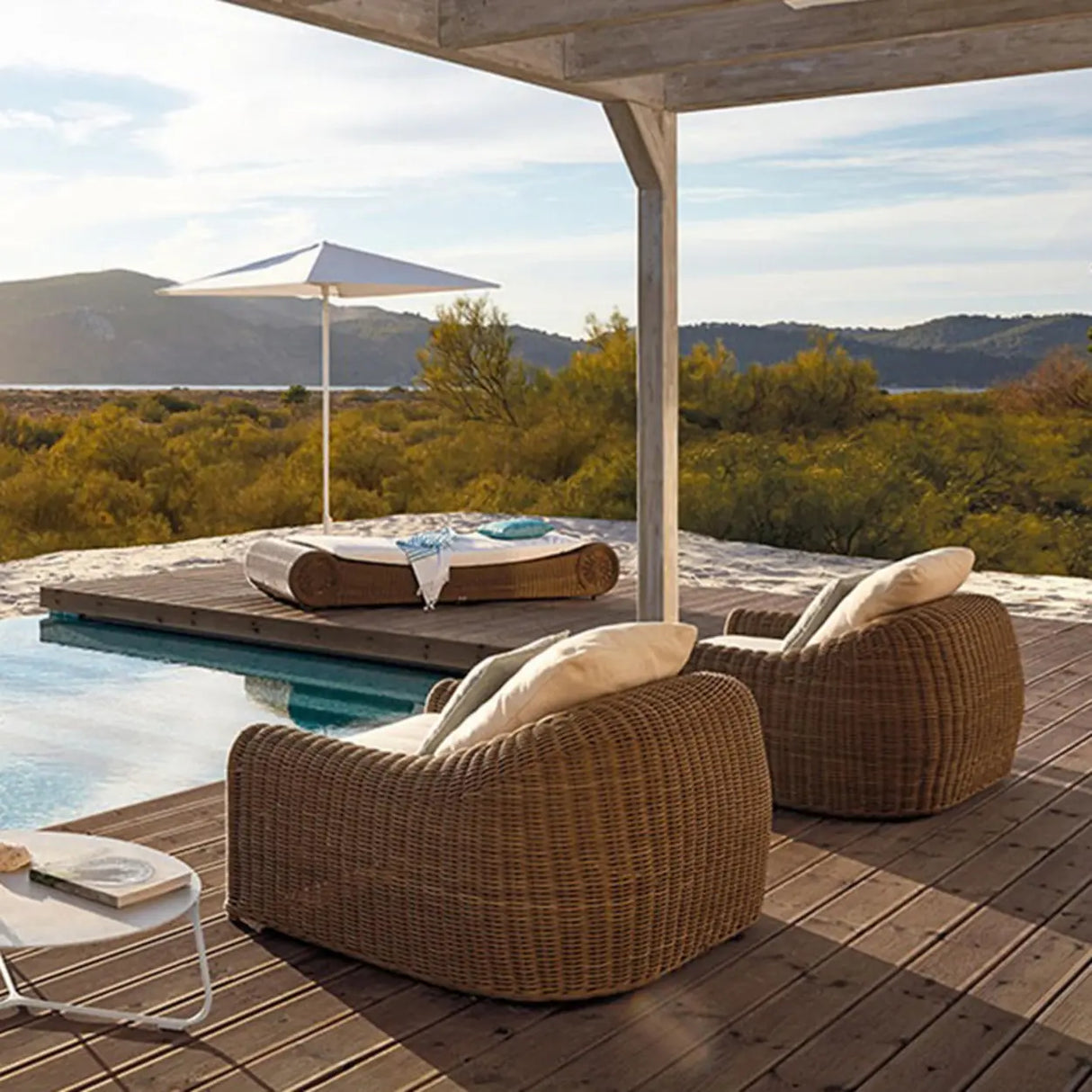 UV Resistant Compact Wicker Cocoa Patio Conversation Sets Image - 4