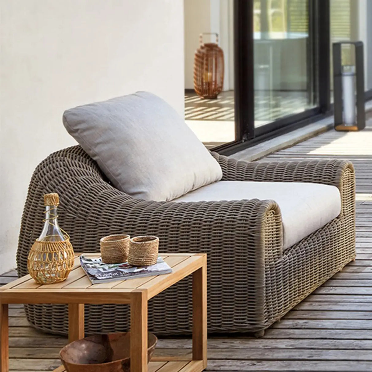 UV Resistant Compact Wicker Cocoa Patio Conversation Sets Image - 6