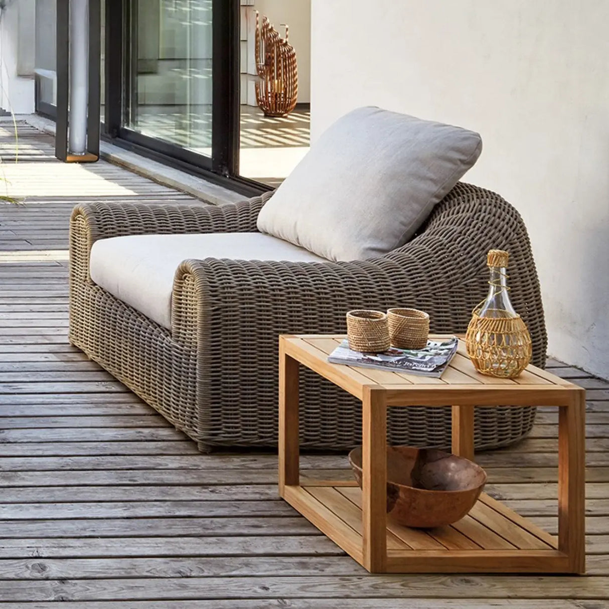 UV Resistant Compact Wicker Cocoa Patio Conversation Sets Image - 9