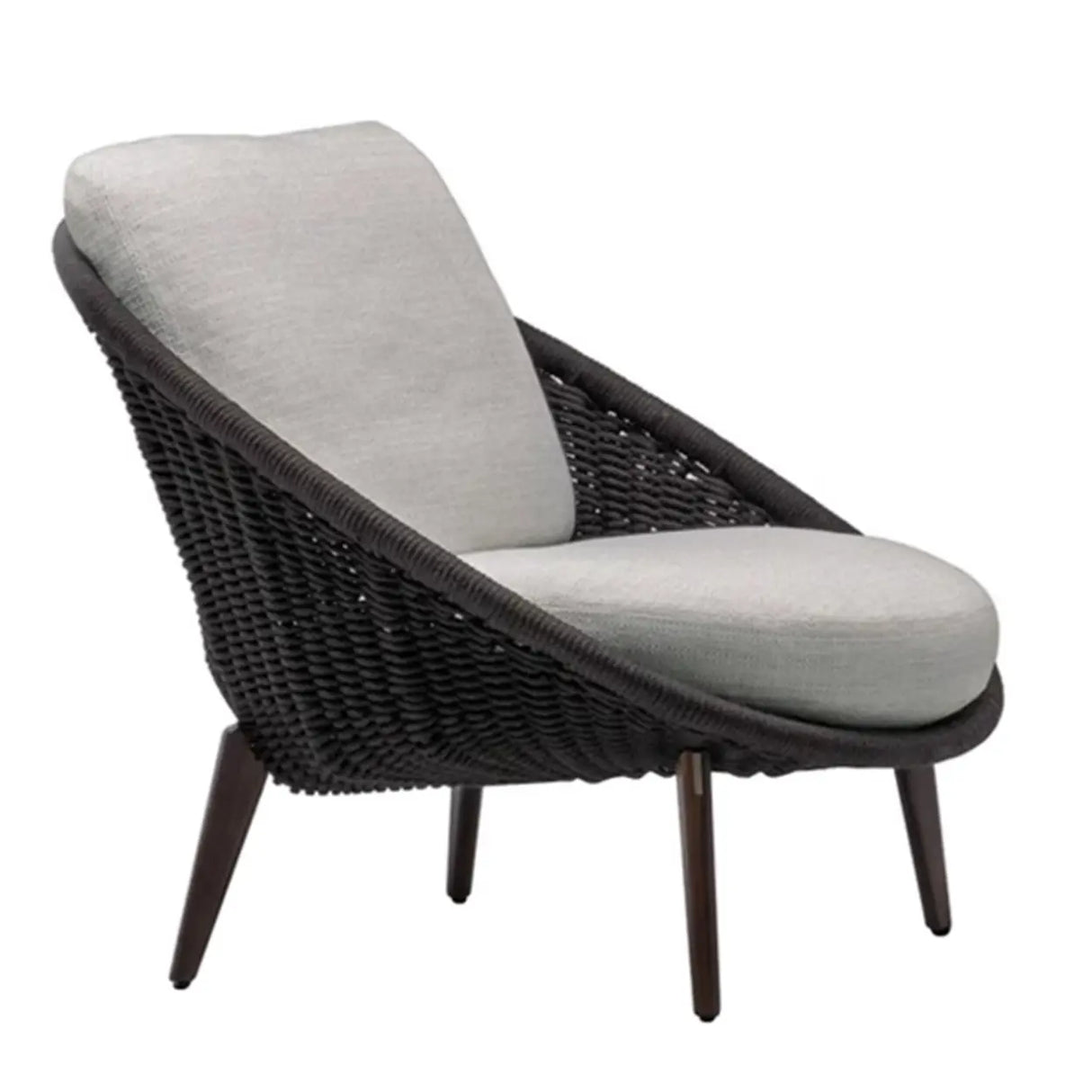 UV Resistant Cream Gray Outdoor Round Wicker Patio Sofa Image - 3