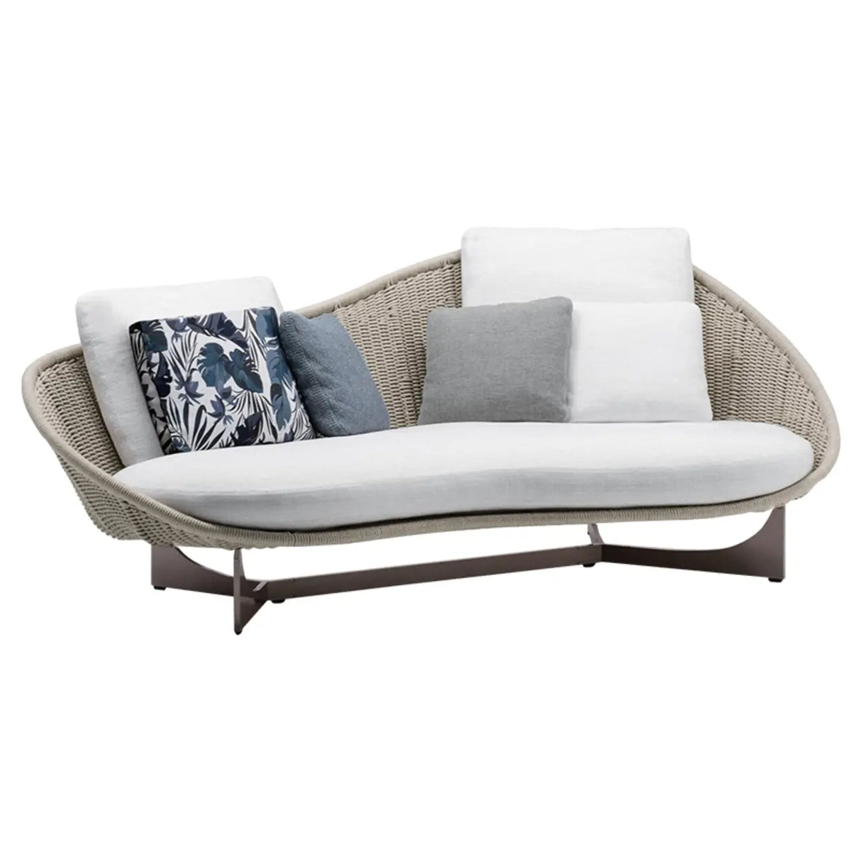 UV Resistant Cream Gray Outdoor Round Wicker Patio Sofa Image - 5