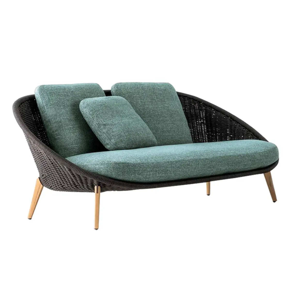 UV Resistant Cream Gray Outdoor Round Wicker Patio Sofa Image - 7