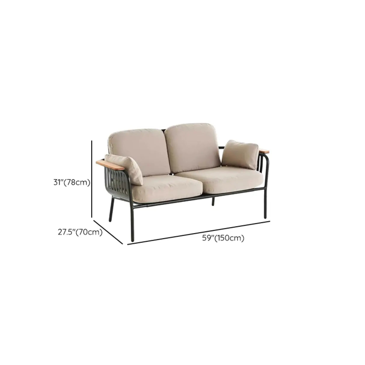UV Resistant Elegant Upholstered Beige Metal Patio Sofa Set Image - 12