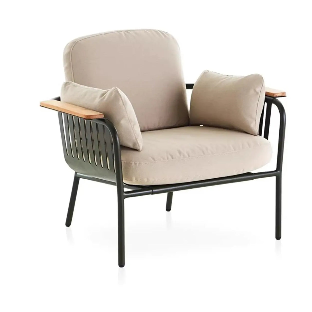 UV Resistant Elegant Upholstered Beige Metal Patio Sofa Set Image - 2