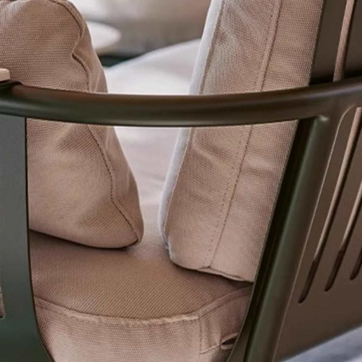 UV Resistant Elegant Upholstered Beige Metal Patio Sofa Set Image - 6