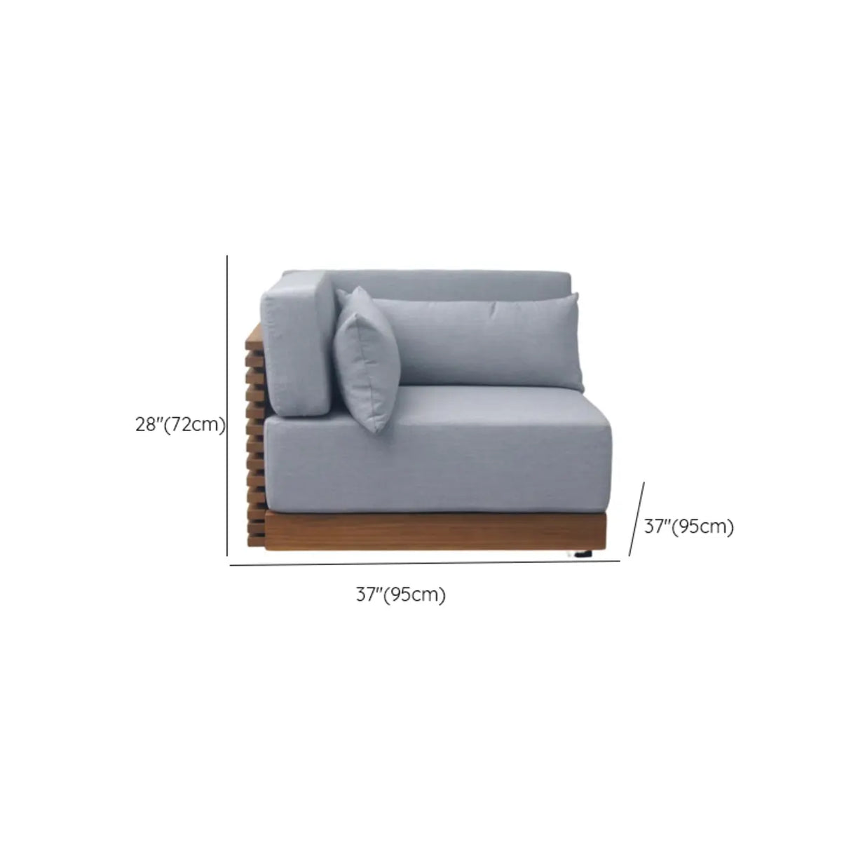 UV Resistant Grey Cushions Outdoor Teak Sectional Sofa Set Image - 10