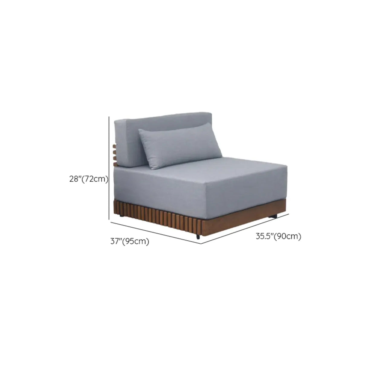 UV Resistant Grey Cushions Outdoor Teak Sectional Sofa Set Image - 11