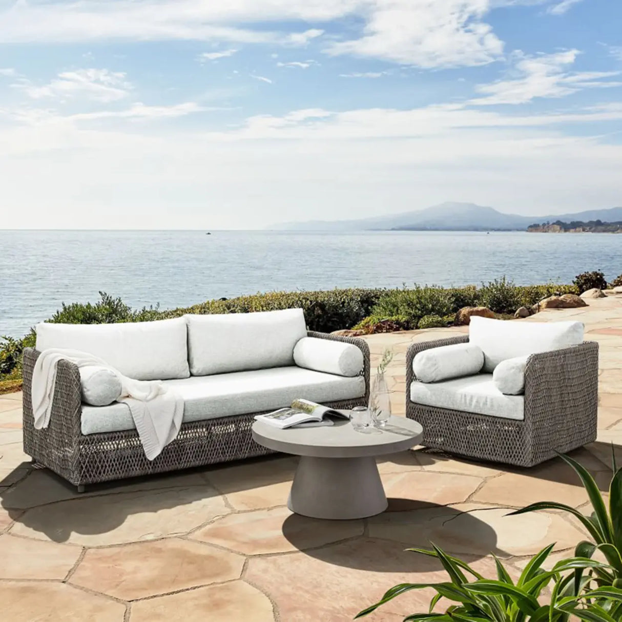 UV Resistant Light Brown Woven Frame Outdoor Patio Sofa Set Image - 5