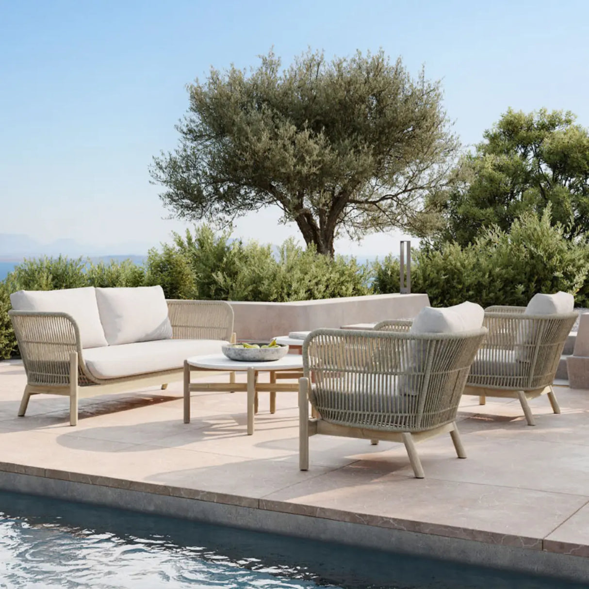 UV Resistant Modern Beige Rattan Outdoor Patio Sofa Set Image - 10