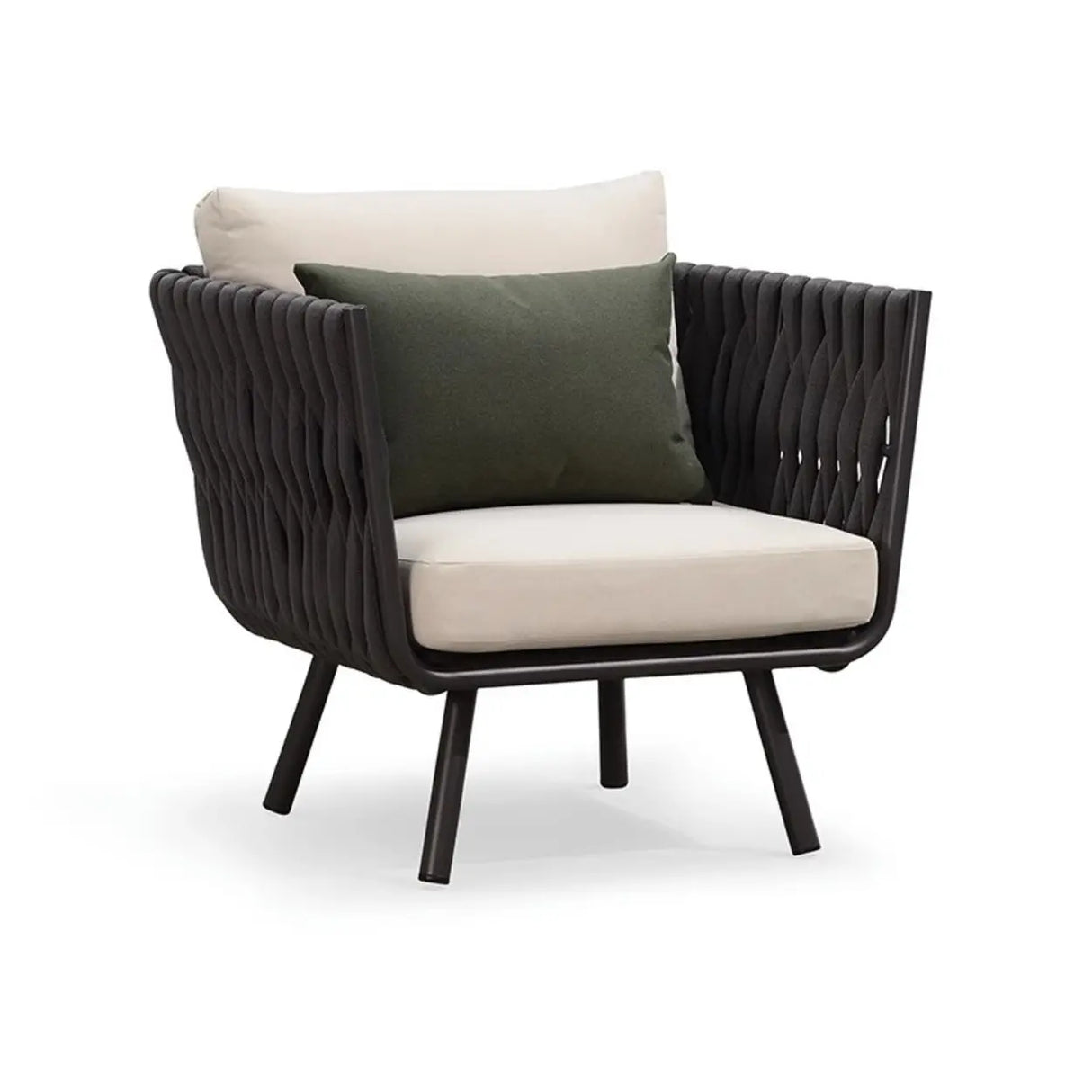 UV Resistant Modish Rope Woven Beige Patio Set with Cushions Image - 15