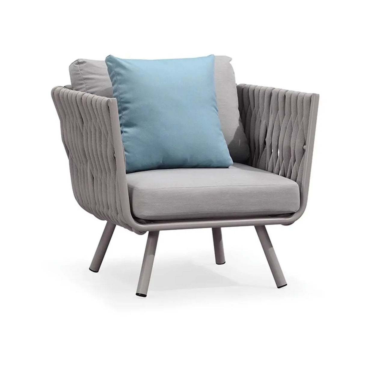 UV Resistant Modish Rope Woven Beige Patio Set with Cushions Image - 16