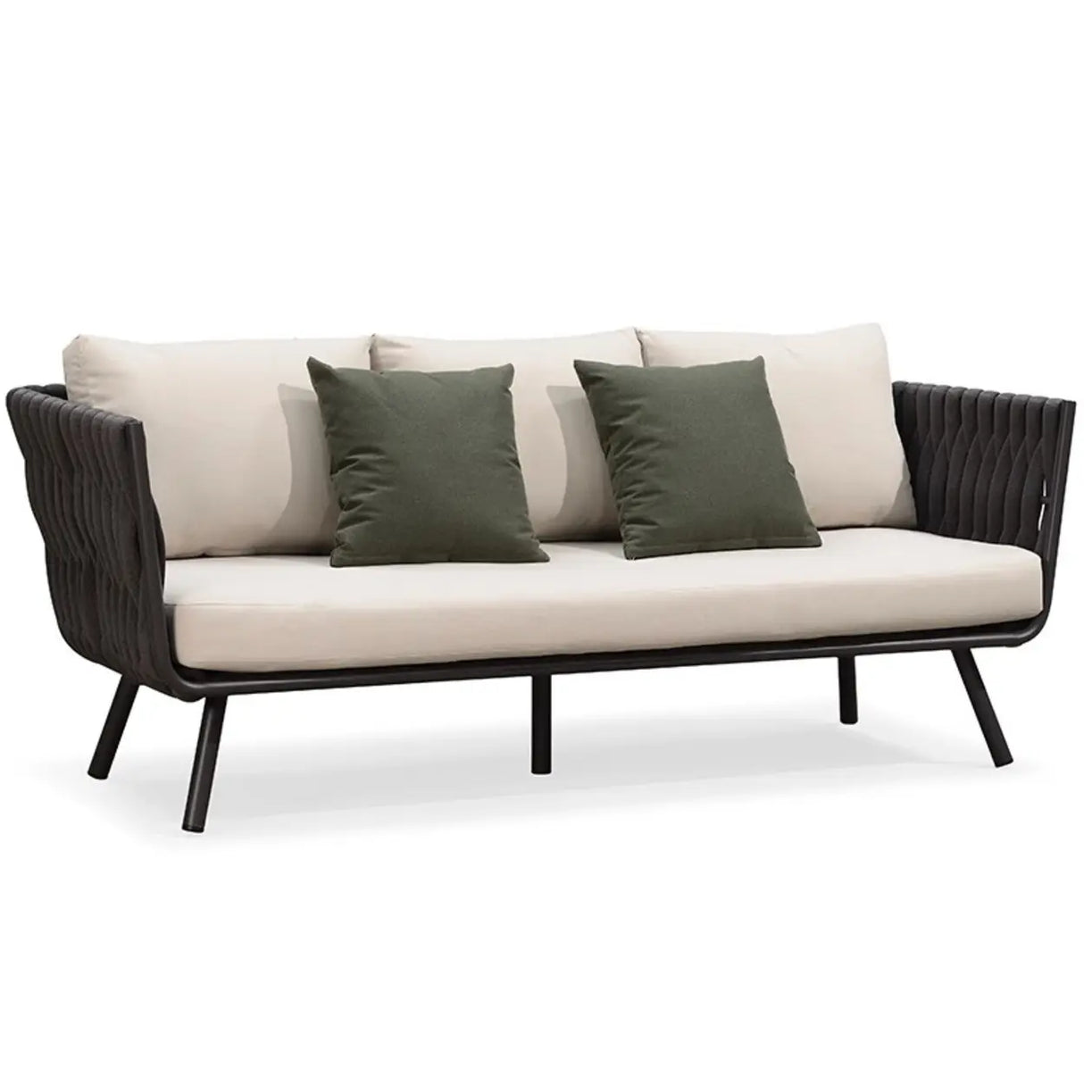 UV Resistant Modish Rope Woven Beige Patio Set with Cushions Image - 17