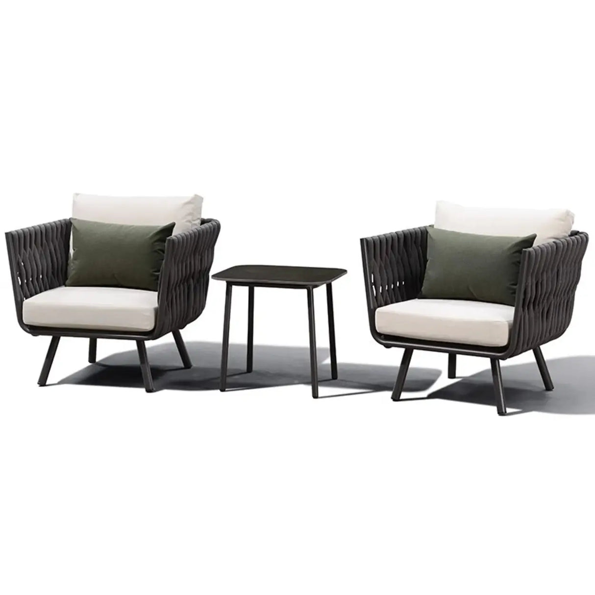 UV Resistant Modish Rope Woven Beige Patio Set with Cushions Image - 18