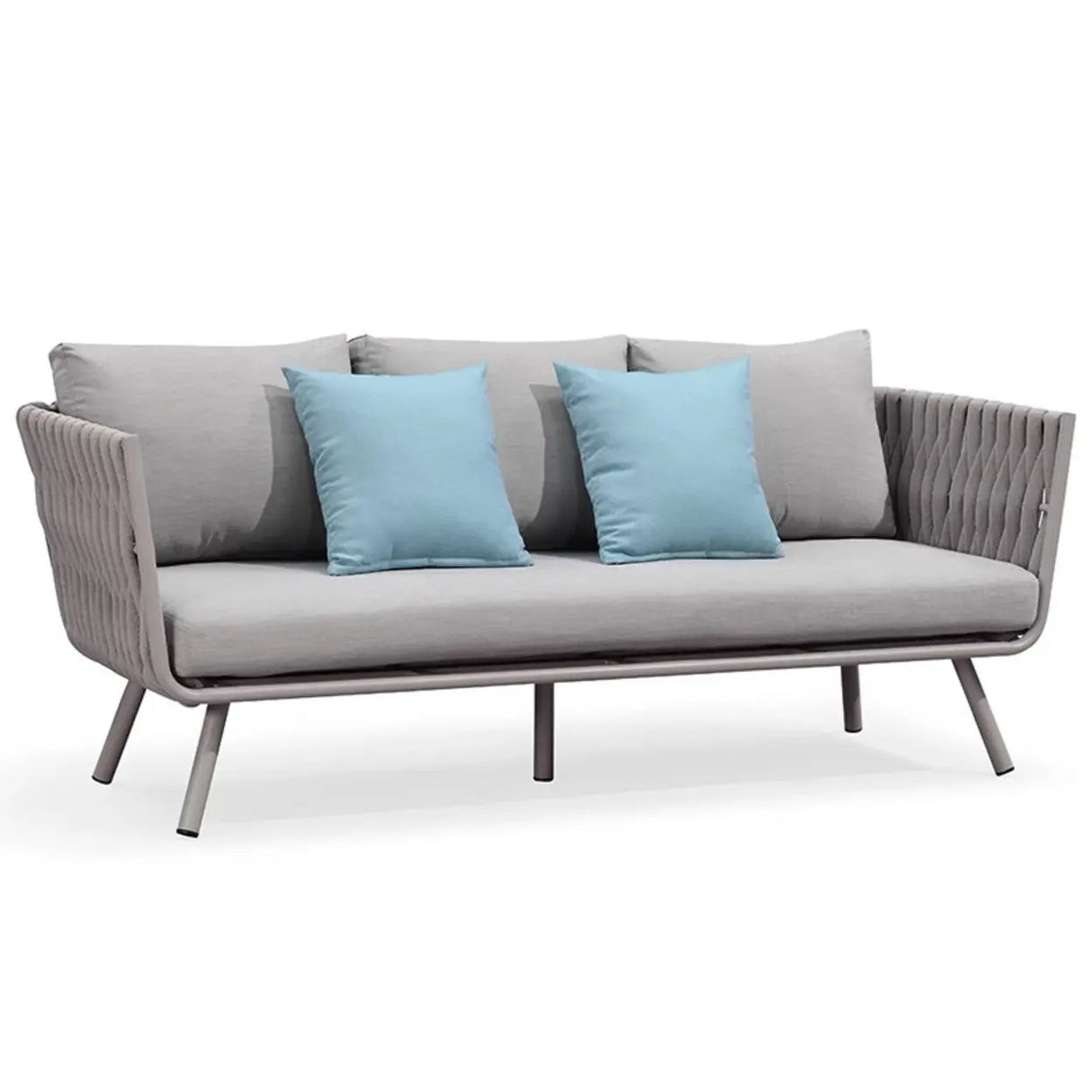 UV Resistant Modish Rope Woven Beige Patio Set with Cushions Image - 20