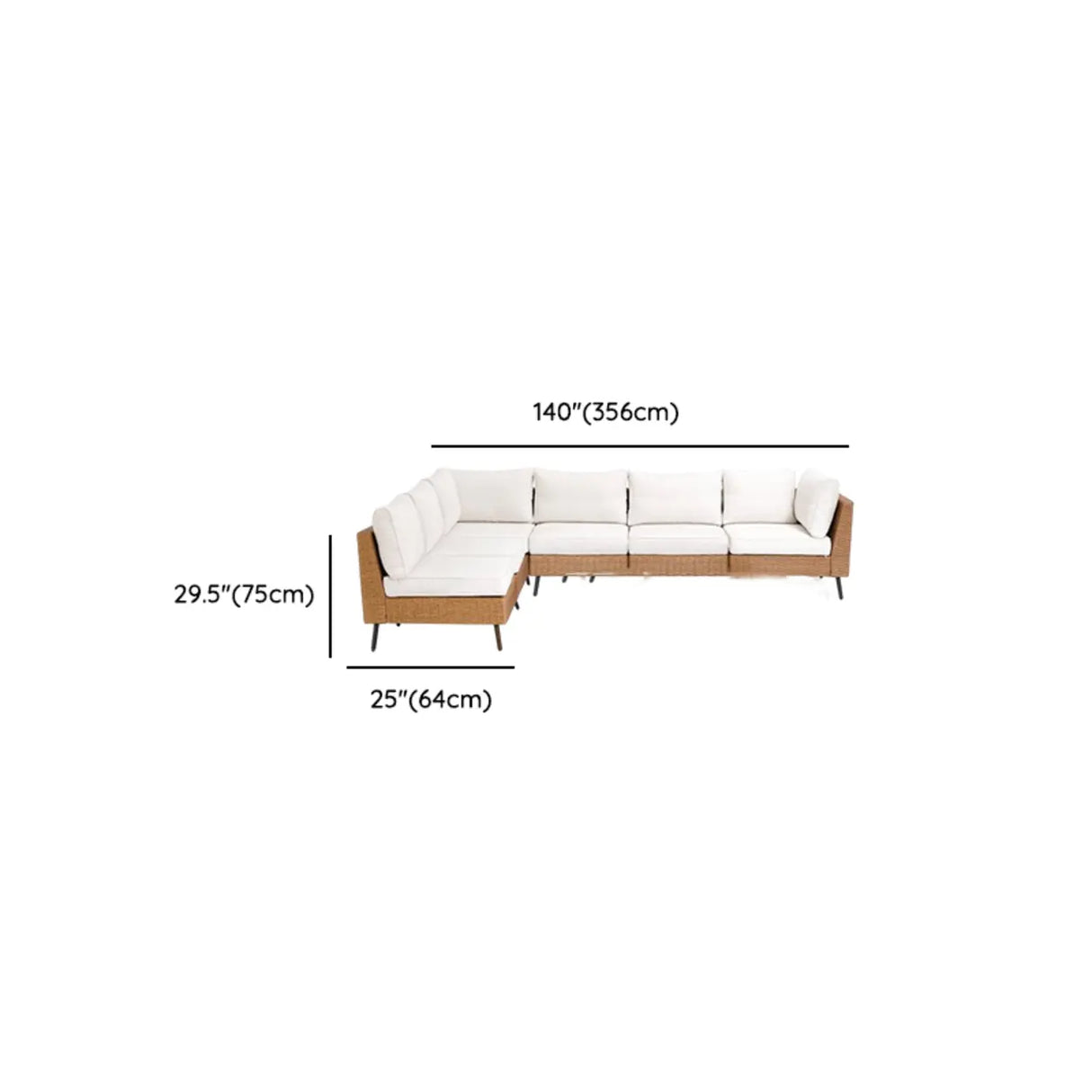 UV Resistant Modular Rattan Beige Upholstered Patio Sofa Set Image - 11