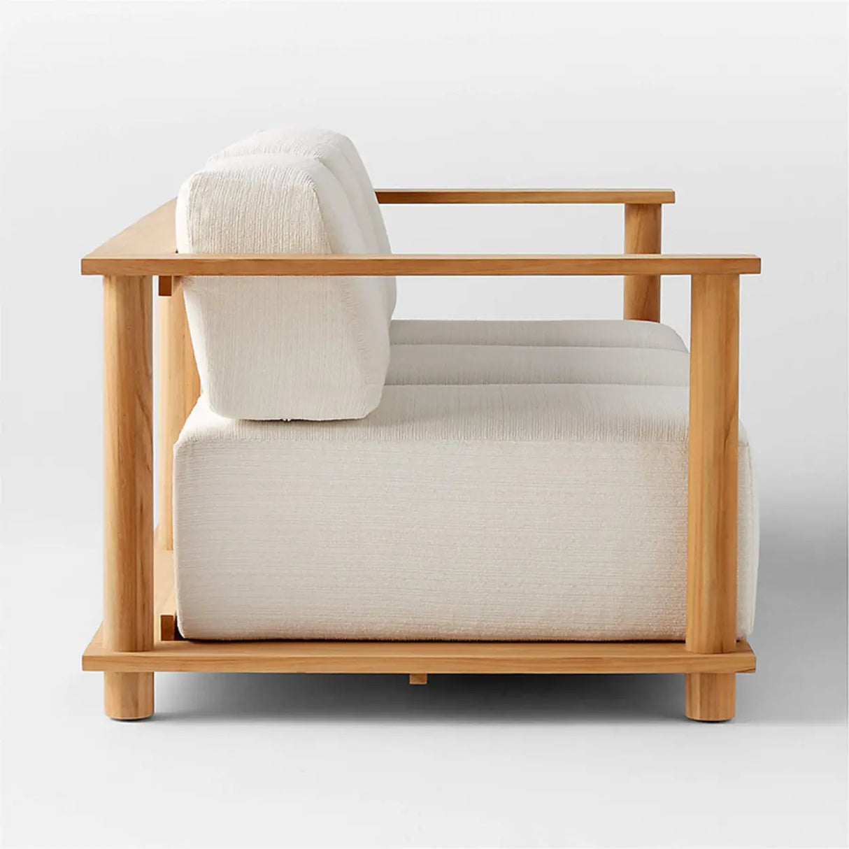 UV Resistant Outdoor Beige Wood Frame Patio Sofa Set Image - 2