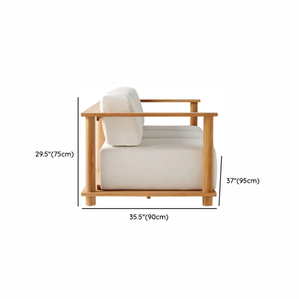 UV Resistant Outdoor Beige Wood Frame Patio Sofa Set