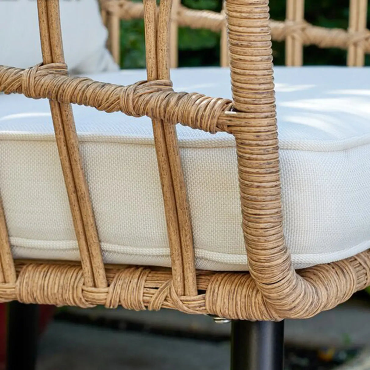 UV Resistant Outdoor Upholstered Rattan White Patio Sofa Set Image - 6