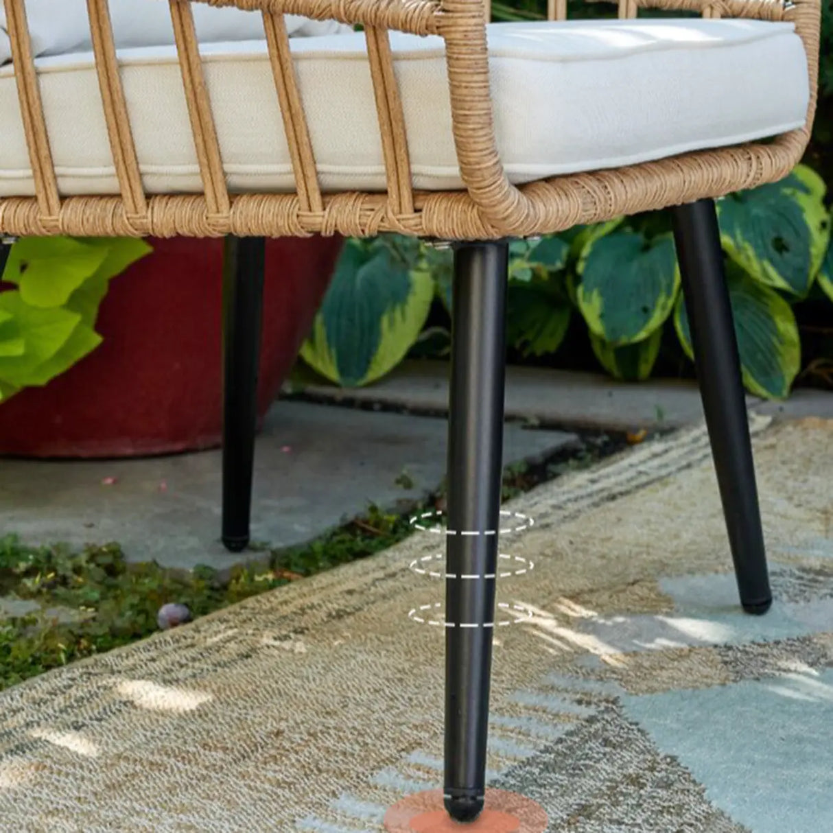 UV Resistant Outdoor Upholstered Rattan White Patio Sofa Set Image - 8