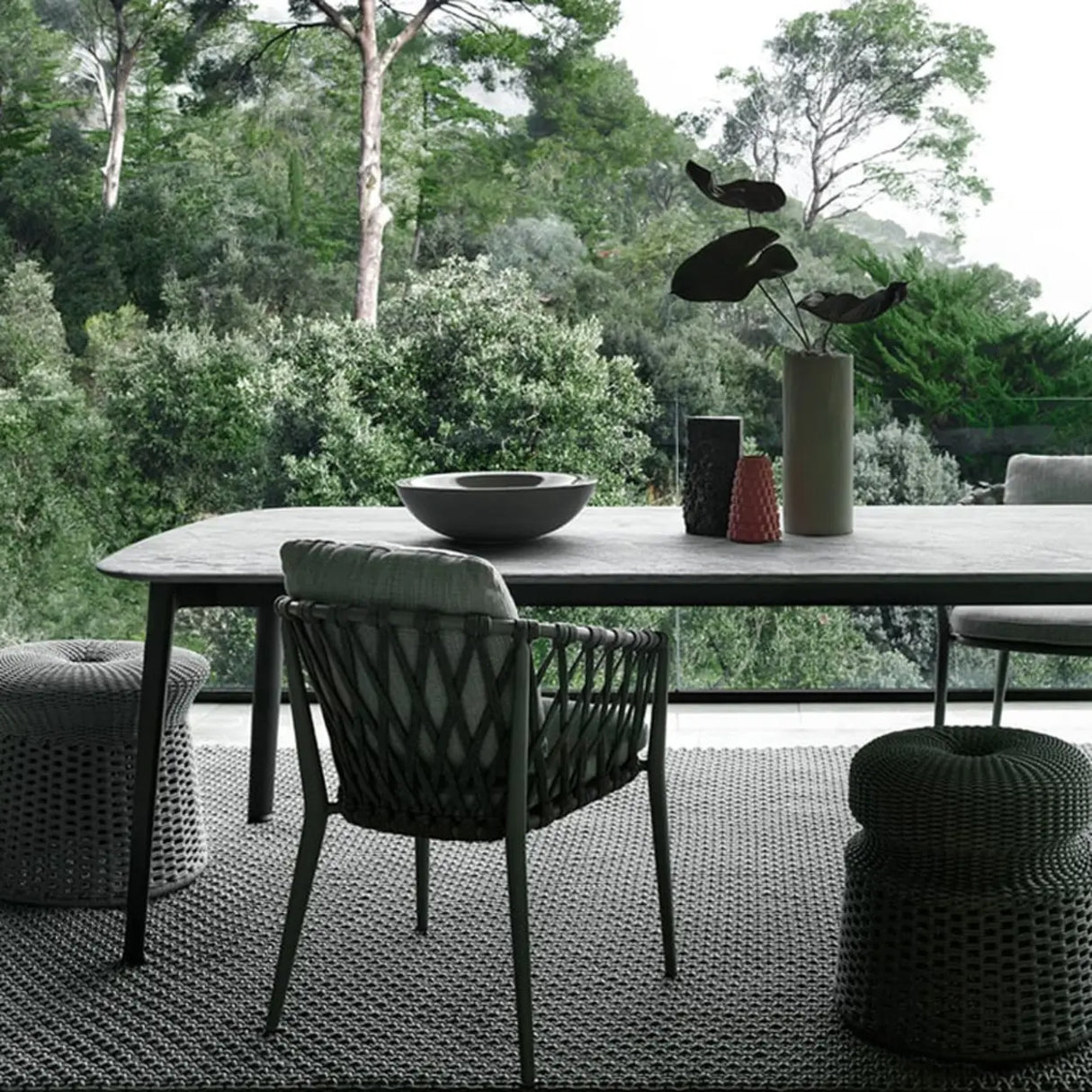 UV Resistant Outdoor Wicker Metal Gray Cushions Sofa Set Image - 5