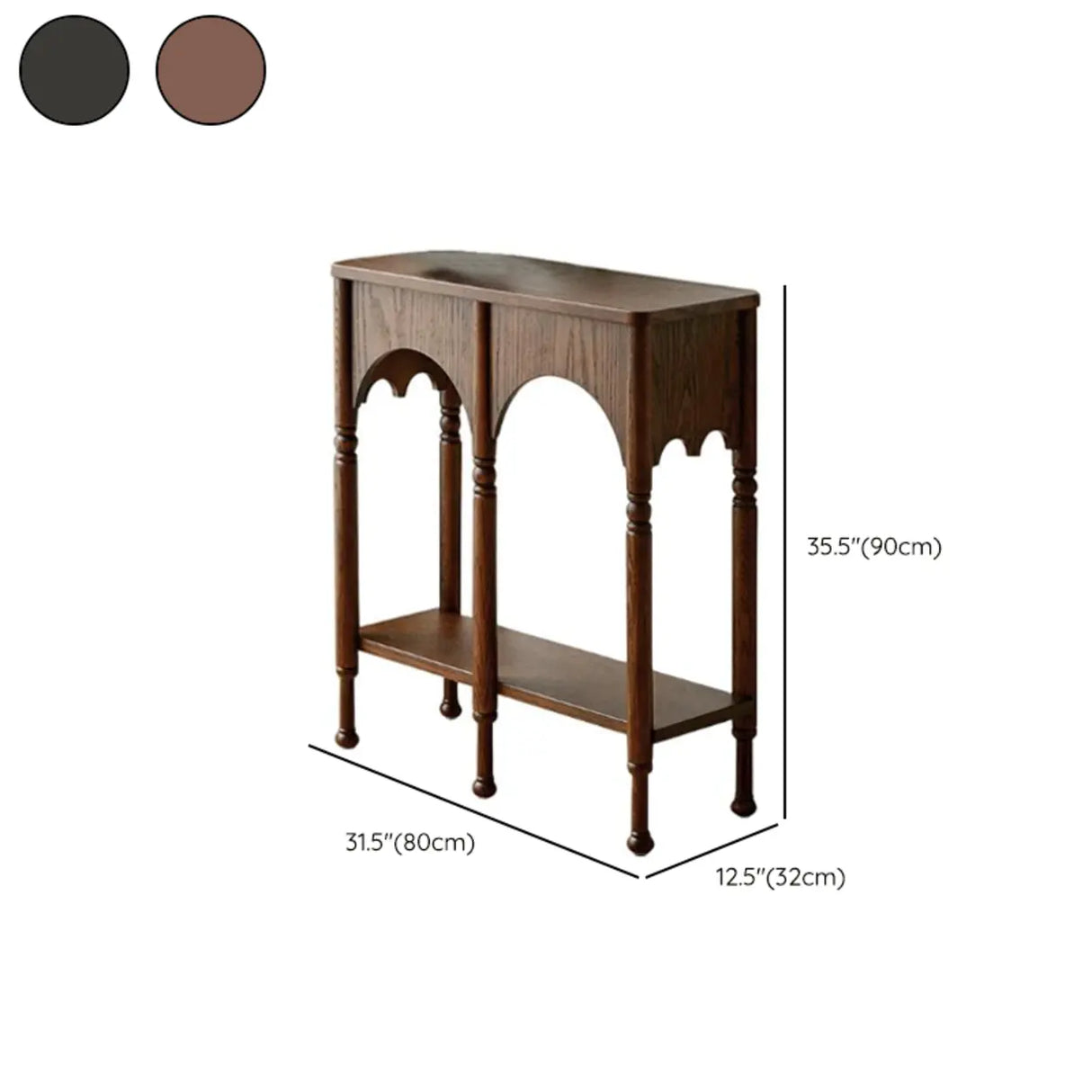 Versatile Rectangular Walnut Floor Shelf Console Table